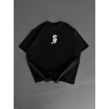 Erkek Baskılı T-Shirt Kısa Kol Bisiklet Yaka Regular Fit Rahat Kalıp Günlük Tişört - Siyah