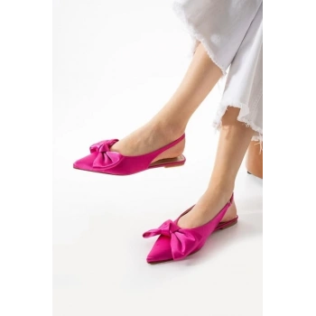 Cenya Fuşya Saten Babet Ayakkabı