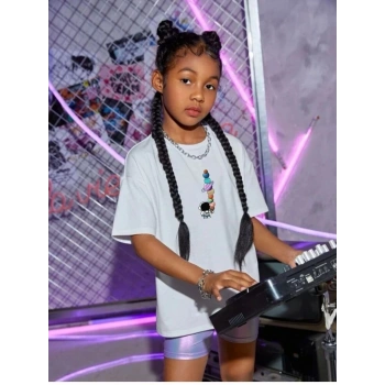 Çocuk Unisex Baskılı T-Shirt - Beyaz