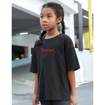 Çocuk Unisex Baskılı T-Shirt - Siyah