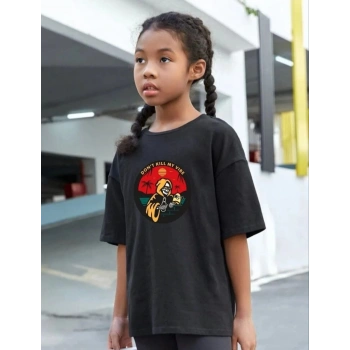 Çocuk Unisex Baskılı T-Shirt - Siyah