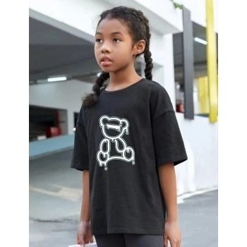 Çocuk Unisex Baskılı T-Shirt - Siyah