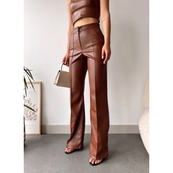 deri palazzo pantolon kahve hf