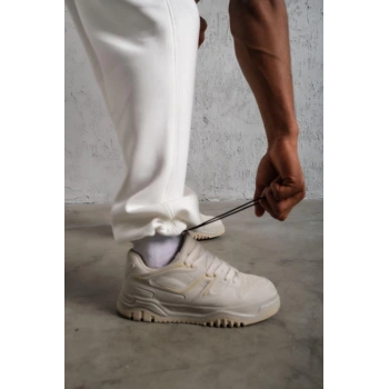 Erkek Baggy Alt Eşofman - Beyaz