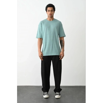 Erkek düz Basic Bisiklet Yaka Kısa kol T-Shirt - Açık Mavi