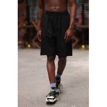 Erkek İki İplik Cepli Şort - Siyah