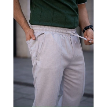 Erkek Keten Cepli Çıma Dikişli jogger Buggy Pantalon Rahat kalıp - Gri