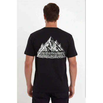 Erkek Nihilist Penguen Temalı Oversize Bisiklet Yaka Tişört - Siyah