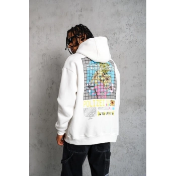 Erkek Patel Six Baskılı Kapüşonlu Sweat - Beyaz