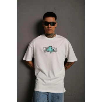 Erkek Sırt Baskılı T-shirt - Beyaz