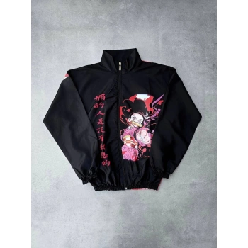 Fermuarlı Dijital Baskılı Rüzgarlık - Siyah