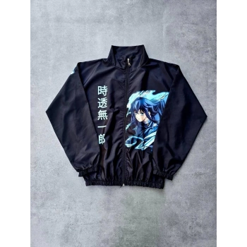 Fermuarlı Dijital Baskılı Rüzgarlık - Siyah