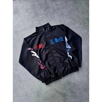 Fermuarlı Dijital Baskılı Rüzgarlık - Siyah