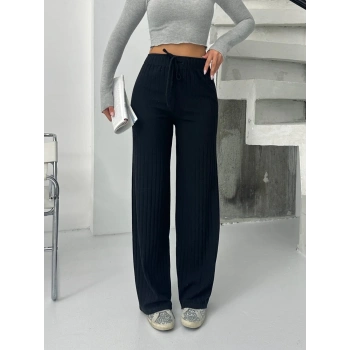 Fitilli şardonlu pantolon siyah a4058