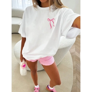 Sporda Günlük Hayata Giyilebilir GYM Baskılı Oversize Bisiklet Yaka Erkek T-shirt - Beyaz