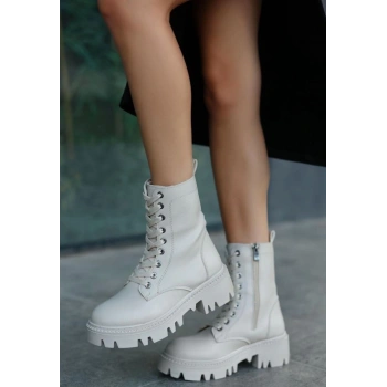 Flona Bej Cilt Bağcıklı Bot