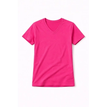 Genç Kız Çocuk V Yaka Tişört Model - Pembe