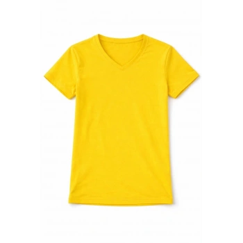 Genç Kız Çocuk V Yaka Tişört Model - Sarı