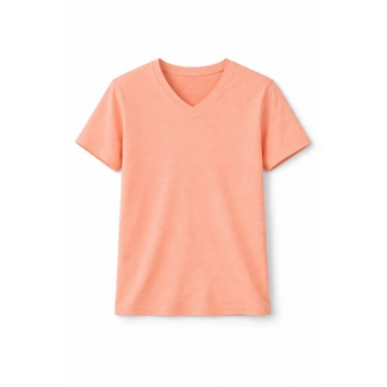 Genç Kız Çocuk V Yaka Tişört Model - Toz Pembe