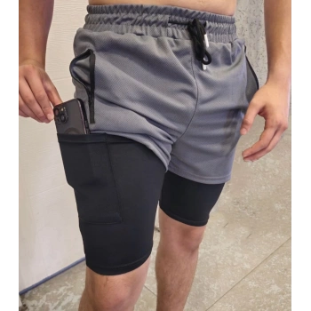 İç Cepli Sporcu Alt Taytlı Şort - GRİ