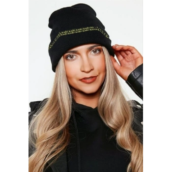 Kadın Dokuma Simli Triko Bere - Siyah