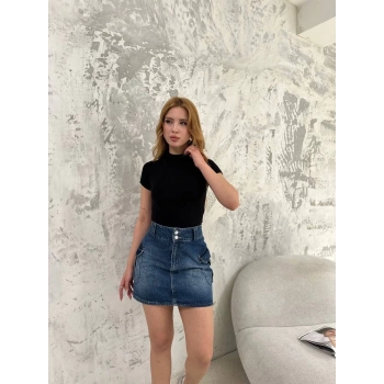 Kadın Kısa kol Badi bluz - Siyah