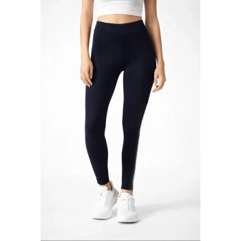 Kadın Likralı Düz Tayt - Siyah