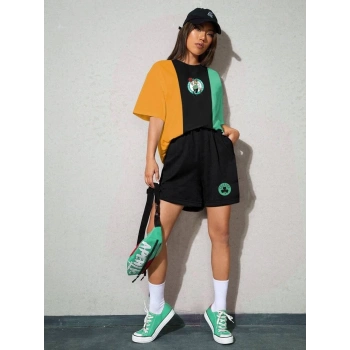 Kadın Nakışlı İkili Şort Takım - Çok Renkli