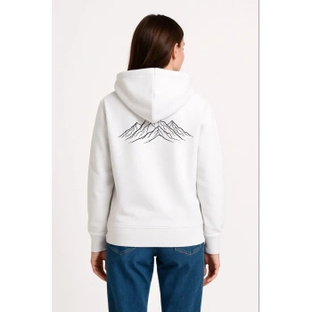 Kadın Nihilist Penguen Özel Tasarım Oversize Kapüşonlu Sweatshirt - Beyaz