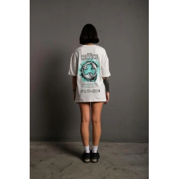 Kadın Sırt Baskılı T-shirt - Beyaz