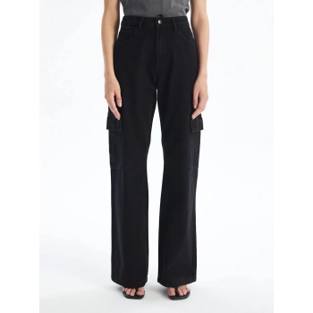 Kargo cep jeans pantolon siyah