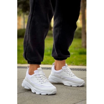 KB-707  Kuback  Beyaz Cilt Yüksek Taban Bağcıklı Günlük Erkek Ayakkabı