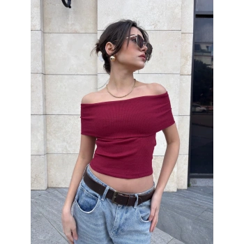 Madonna yaka sıfır kol bluz