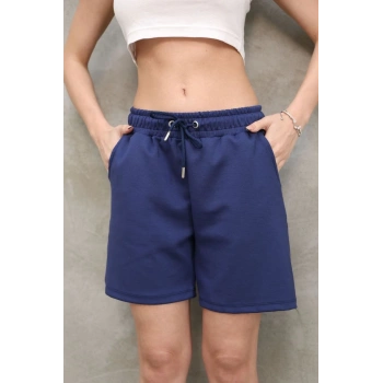 Osy Modal Yumuşak dokulu Kumaş Kadın Kısa Şort - Mavi