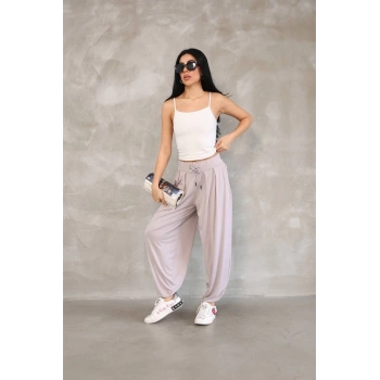 Osy Modal Yumuşak Dokulu Kumaş Şalvar Pantalon - Bej
