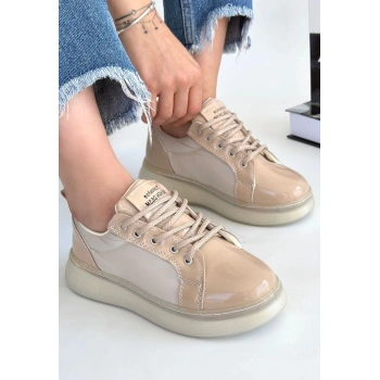 Piona Bej Rugan Bağcıklı Spor Ayakkabı