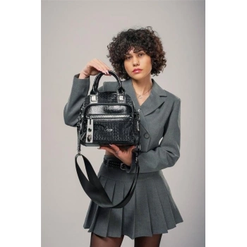 Şaty Siyah Cilt Ve Omuz Çantası