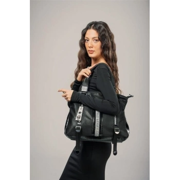 Toja Siyah Cilt Kol Ve Omuz Çantası