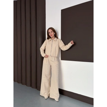 Trenç takım alt üst bej ons