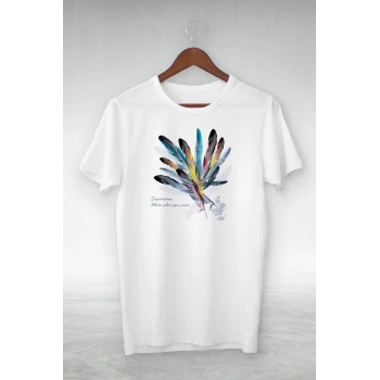 Unisex Baskılı Oversize T-Shirt - Beyaz