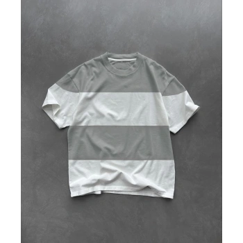 Unisex Bisiklet Yaka Parçalı T-Shirt - Gri