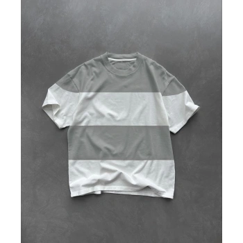 Unisex Bisiklet Yaka Parçalı T-Shirt - Gri