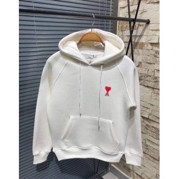 Unisex Kapşonlu Baskılı Sweetshirt - Beyaz