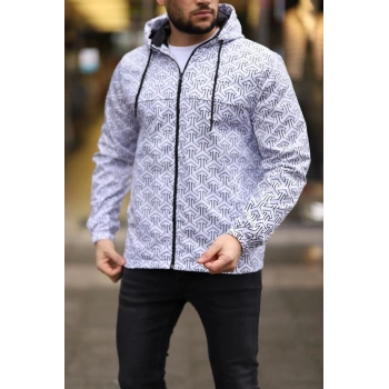 Unisex Kapüşonlu İçi Astarlı Yağmurluk - Beyaz