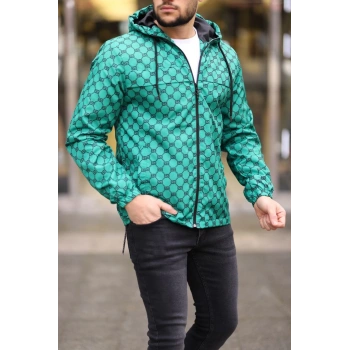 Unisex Kapüşonlu İçi Astarlı Yağmurluk - Zümrüt