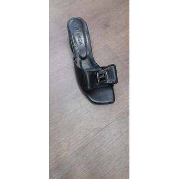 Veor Siyah Cilt Topuklu Terlik