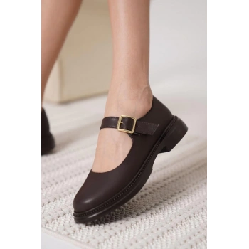 Yokox Kahverengi Cilt Oxford Ayakkabı