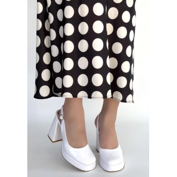 Zuda Beyaz Rugan Platform Topuk Ayakkabı