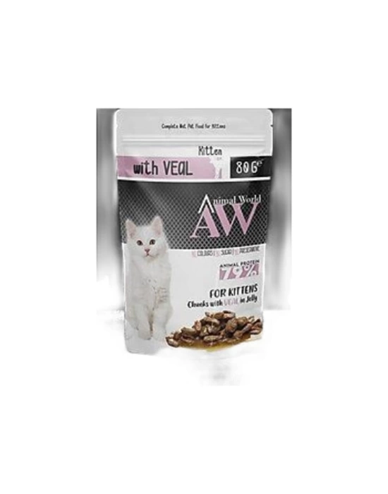 Animal World Yavru Kedi Konservesi Dana Etli 80 Gr