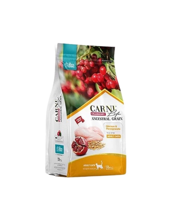 Carni Life Kızılcıklı, Tavuk Etli & Narlı Yetişkin Kedi Maması 1,5 kg